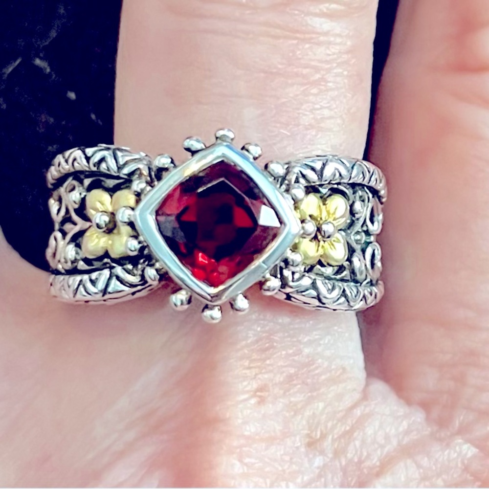 Beautiful, Barbara Bixby Sterling Silver/18K Garnet Ring